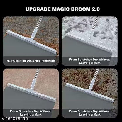 Heavy Duty Magic Broom Silicone Floor Wiper–Premium Floor Squeegee with Stainless Steel Extendable Handle